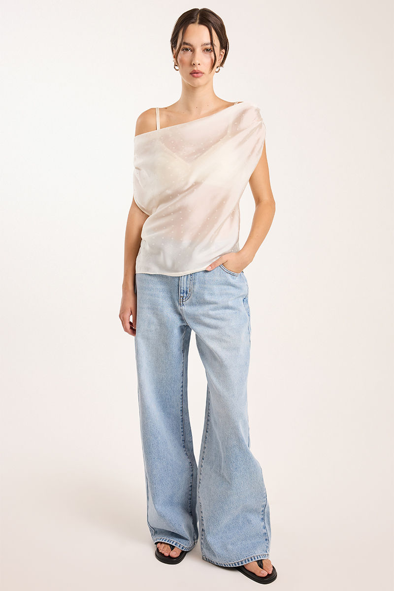 ODE Curio Sheer Asymmetric Top Walnut Polka Dot | Stylerunner