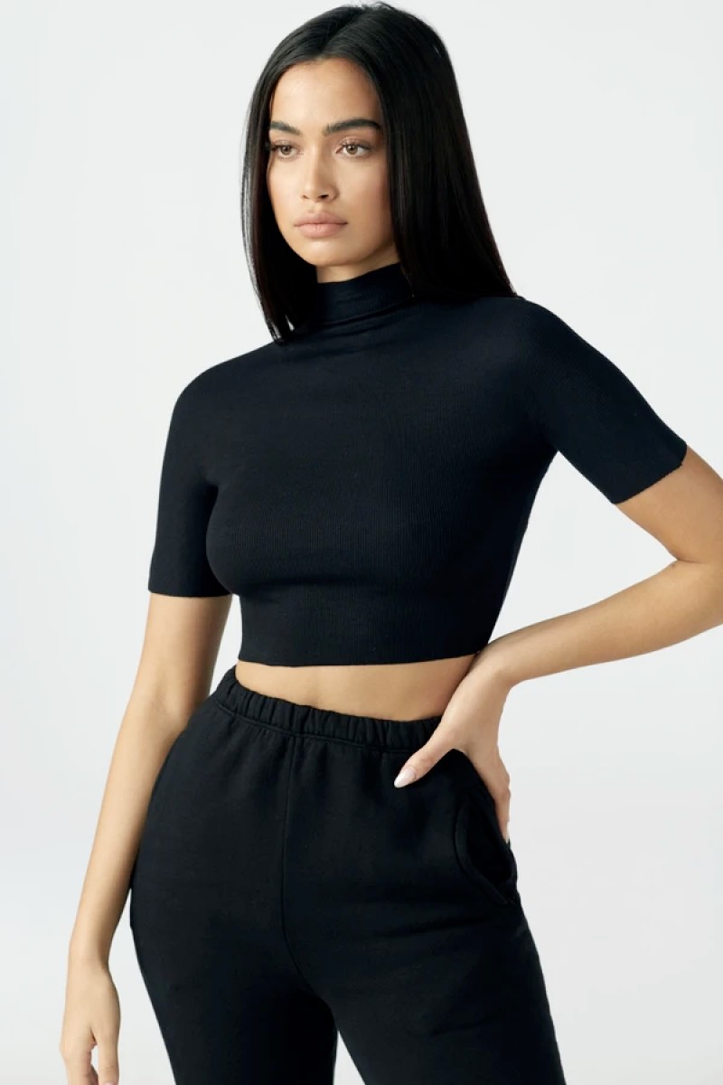 Raw Edge Mock Neck Tee