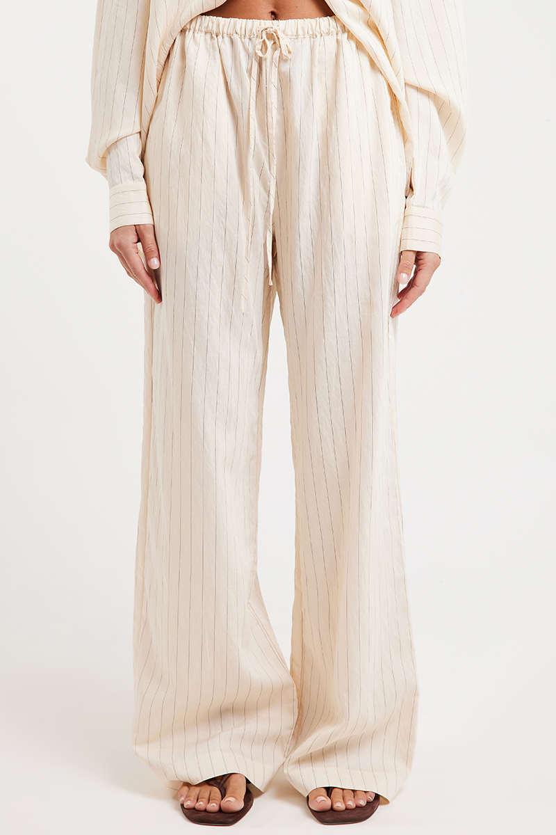Ode Brisa Wide Leg Pants Cream Wide Stripe