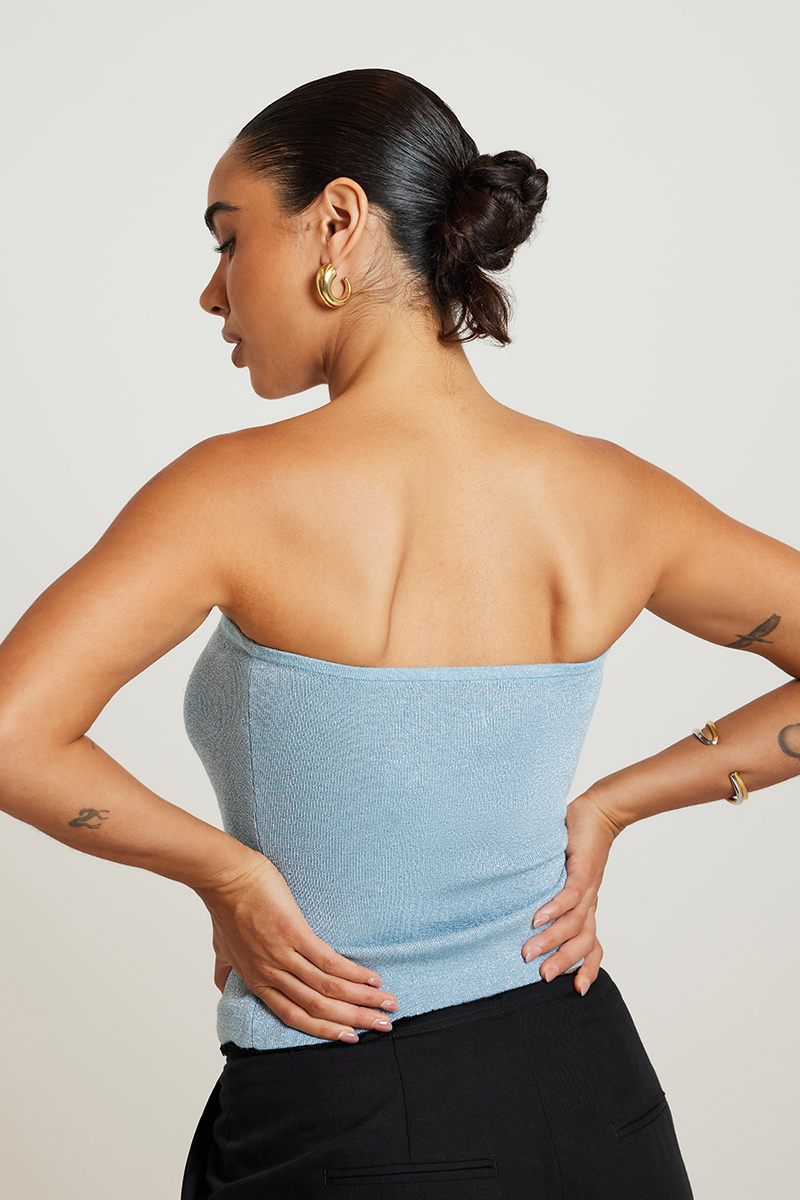 Ode Tait Knit Bandeau Ocean Blue