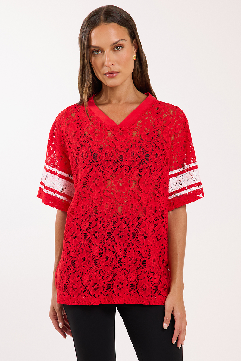 Liido Red Lace Jersey Chilli Pepper