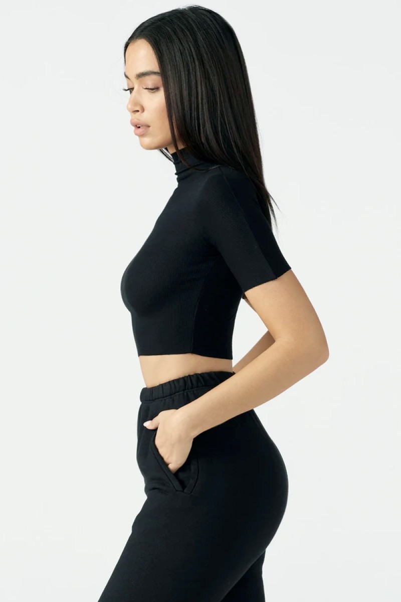 Raw Edge Mock Neck Tee