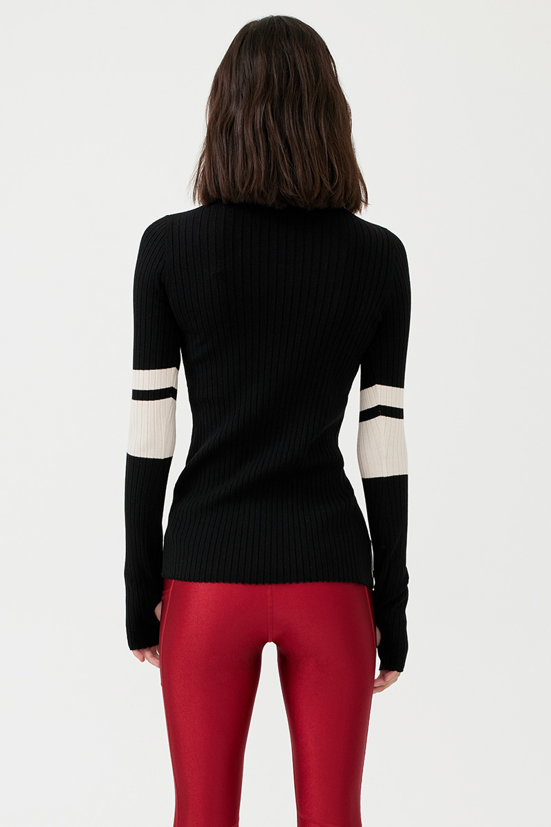 P.E Nation Courtside Long Sleeve Knit Top Black Stylerunner