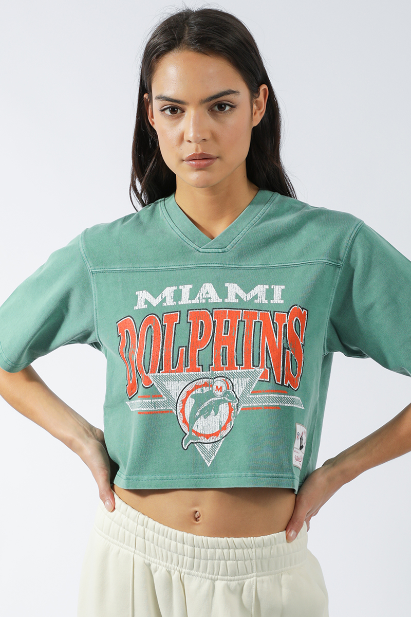 Majestic Off Field Miami Dolphins Crop Tee - Teal | Stylerunner