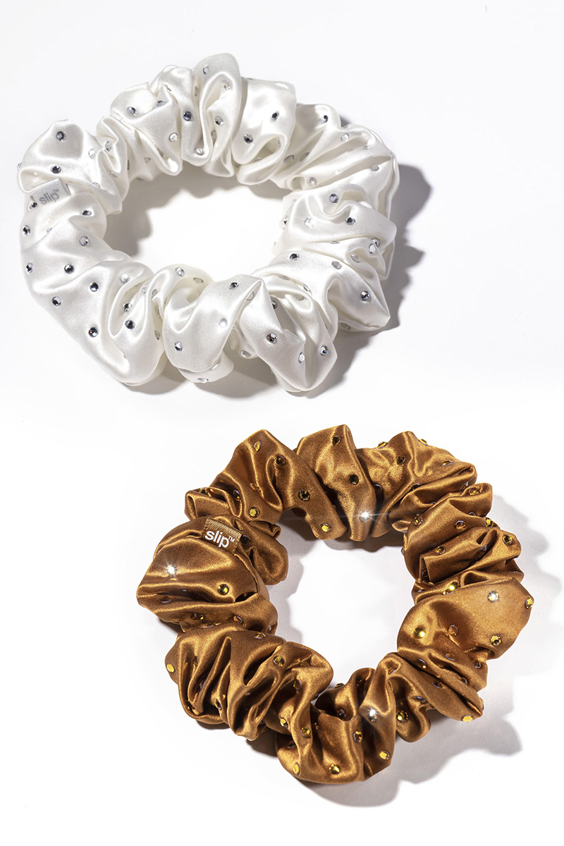 Slip Stardust Duo Large Scrunchies White & Bronze | Stylerunner