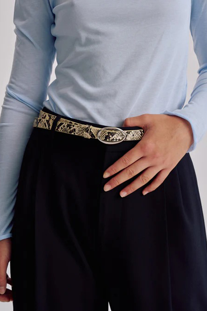 Brie Leon Oval Belt Python/Silver