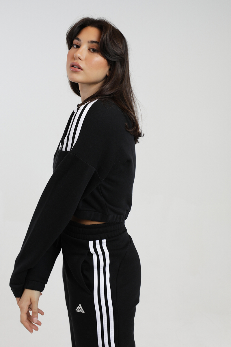 adidas HyperGlam Crop Crew Sweatshirt Black | Stylerunner
