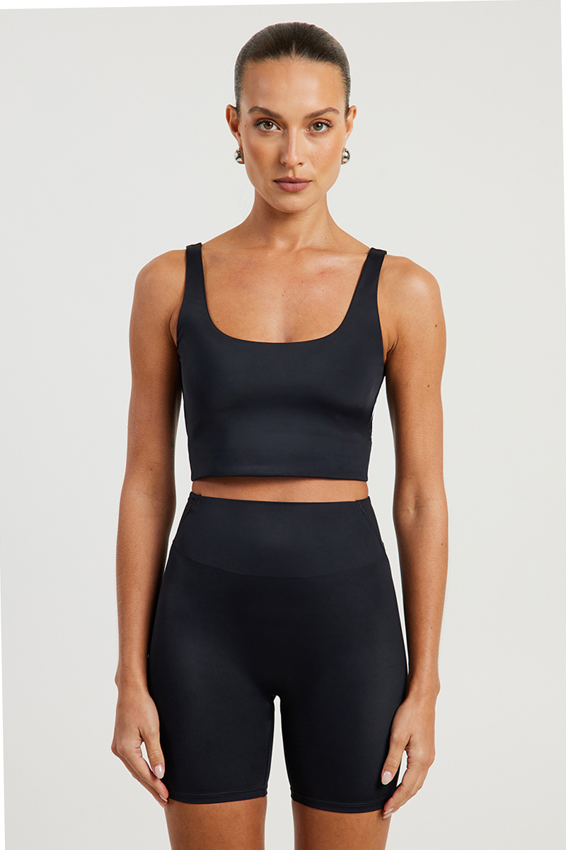 Nikeskims Shine Scoop-Neck Bra Top Nskm Obsidian