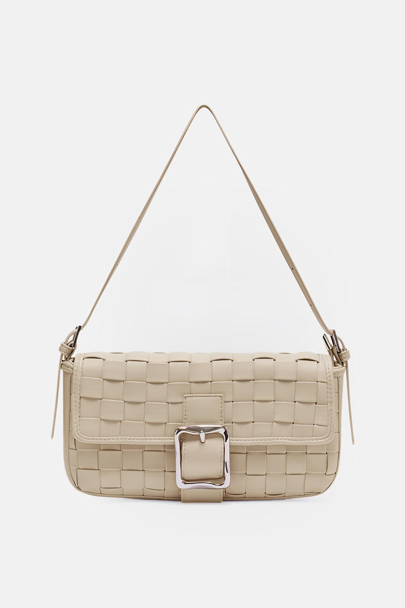 Brie Leon Lean Woven Baguette Bag Ecru Soft