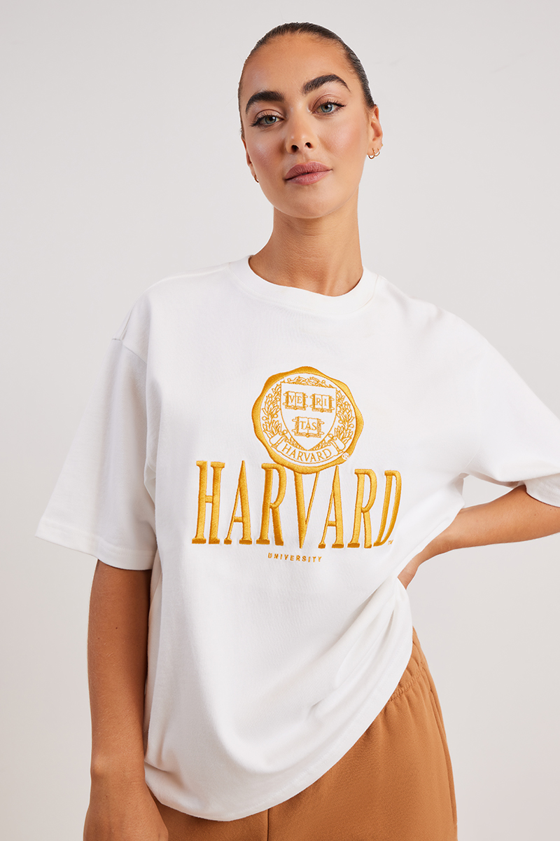 TNE Harvard University Stack Logo Tee Vintage White | Stylerunner