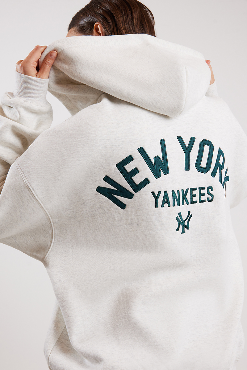 Majestic Arch Yankees Boxy Hoodie White Marle | Stylerunner