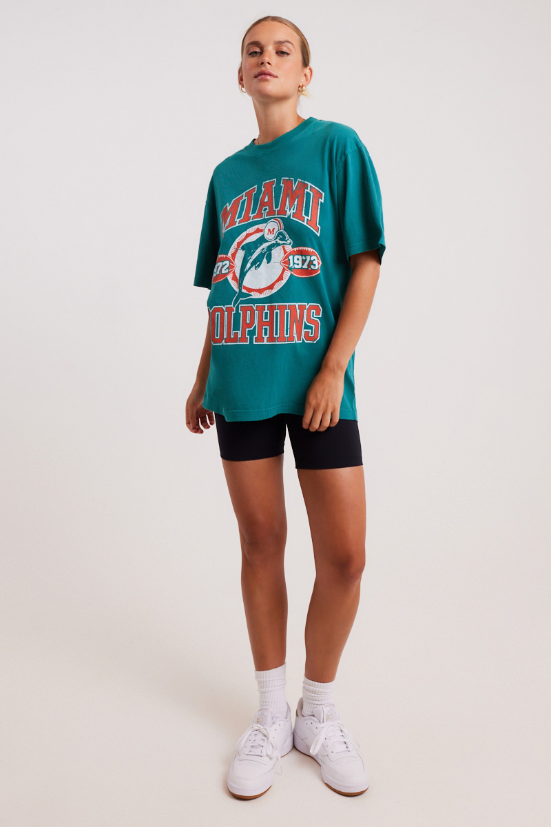 Mitchell & Ness - Miami Dolphins Perfect Season Tee in Faded Teal