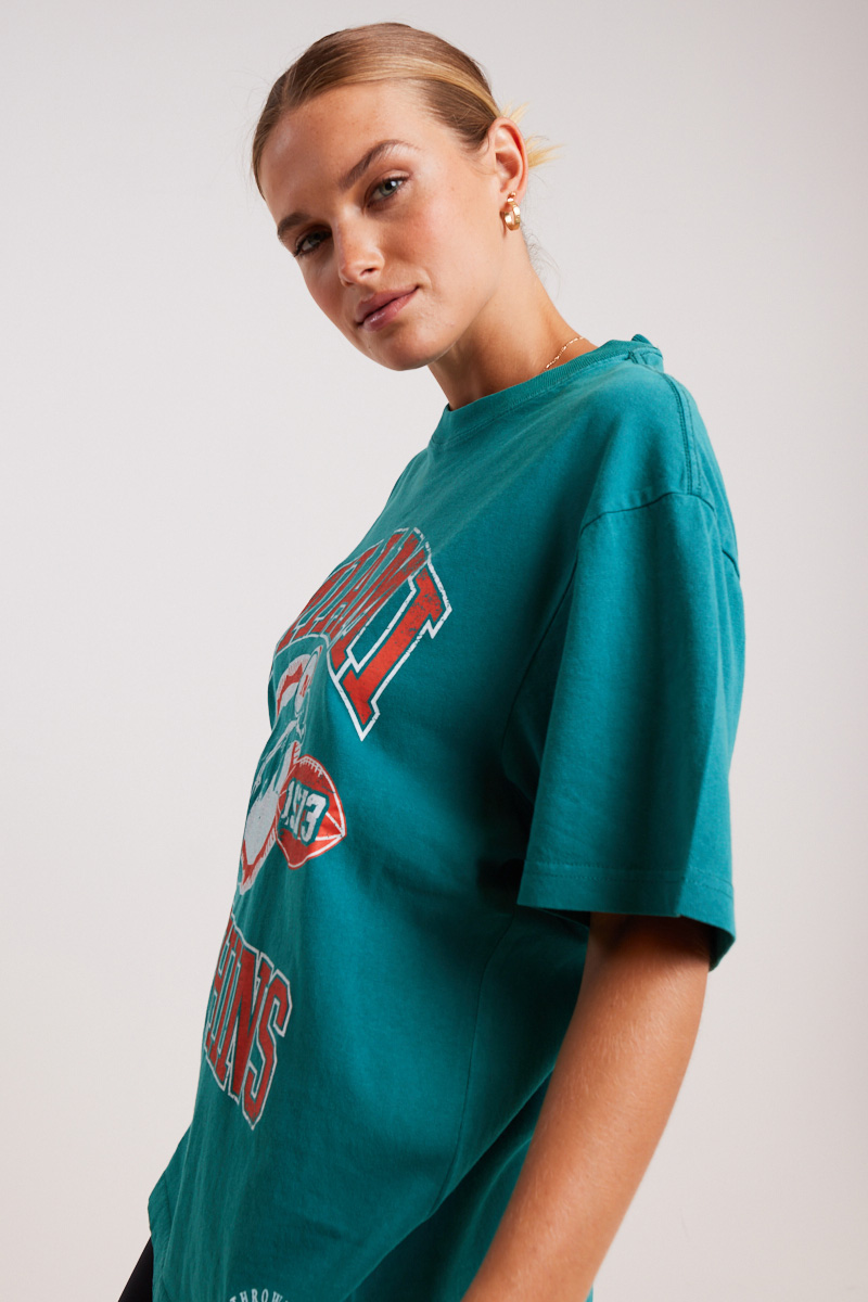 NFL Miami Dolphins Mesh T-Shirt - teal - XL - TMC Vintage Clothing