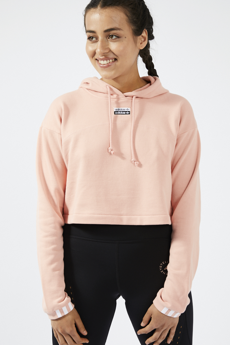pink cropped adidas hoodie