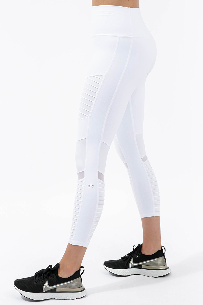 Alo Yoga 7/8 Moto Leggings *Final Sale* - White | Stylerunner