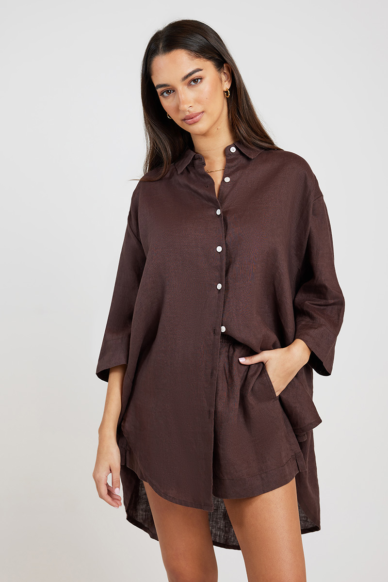 Nude Lucy Lounge Linen Longline Shirt Chico | Stylerunner