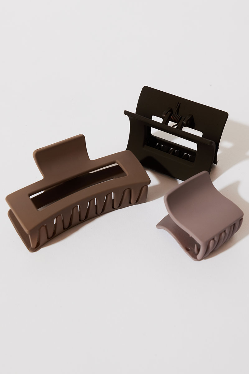 Stylerunner Signature Matte Claw Clip 3pk Mushroom/Sepia/Ink Stylerunner