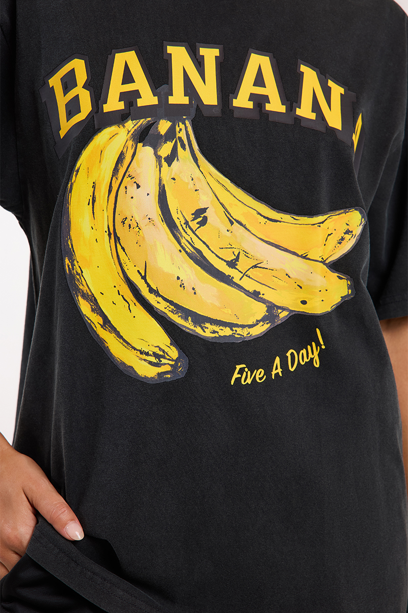 Liido Banana Oversized Tee Washed Black | Stylerunner
