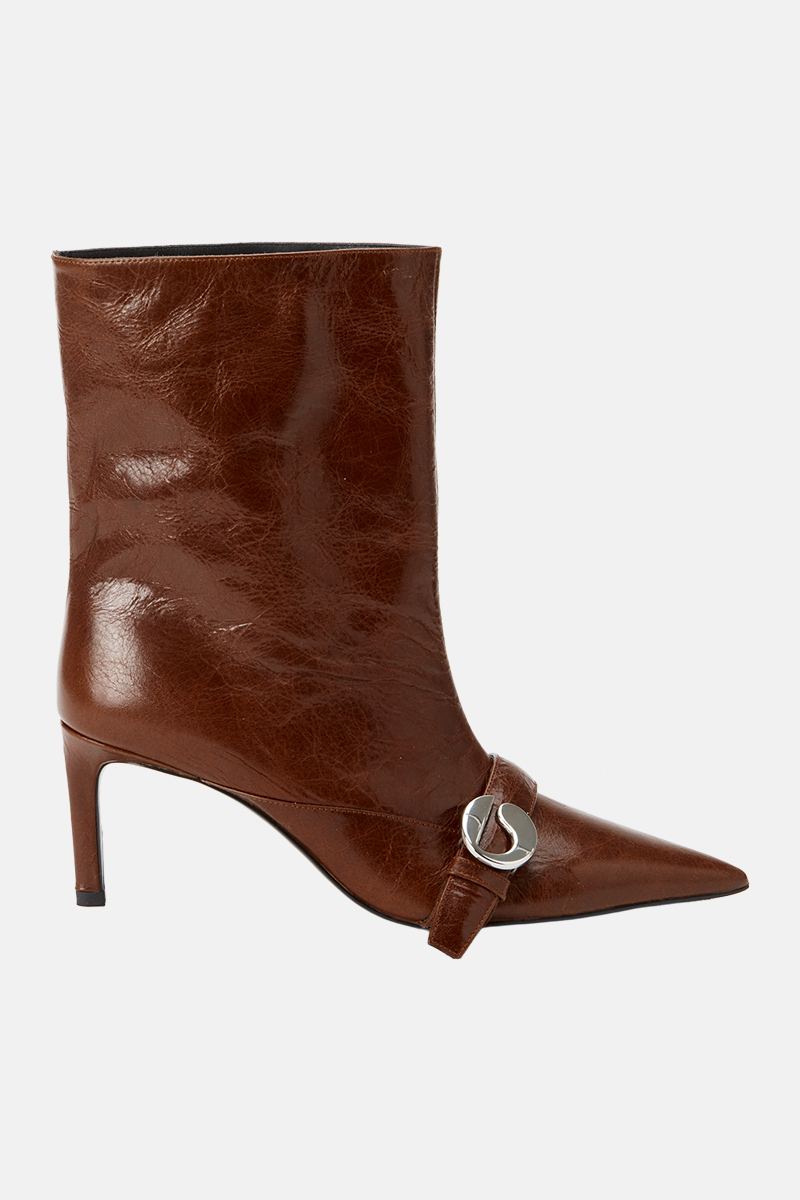 Coperni Ankle Heeled Belt Boots Brown