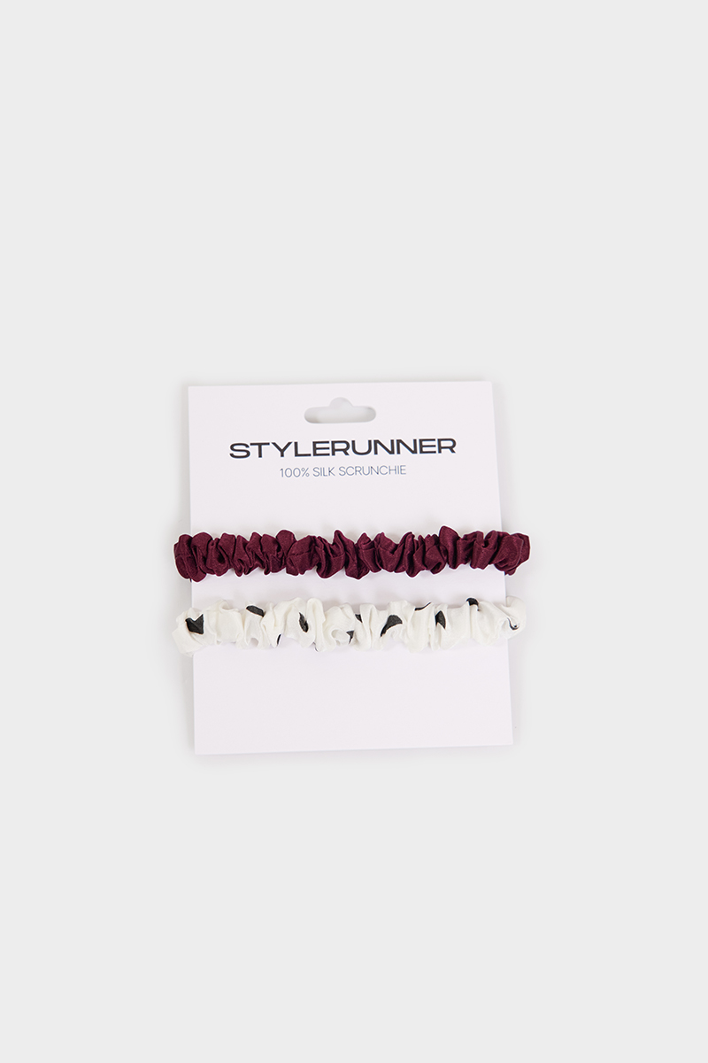 Stylerunner Silk Scrunchie Spot/Burgundy