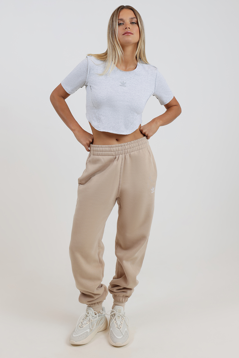 adidas Originals Crop Loungewear Tee Light Grey Heather | Stylerunner