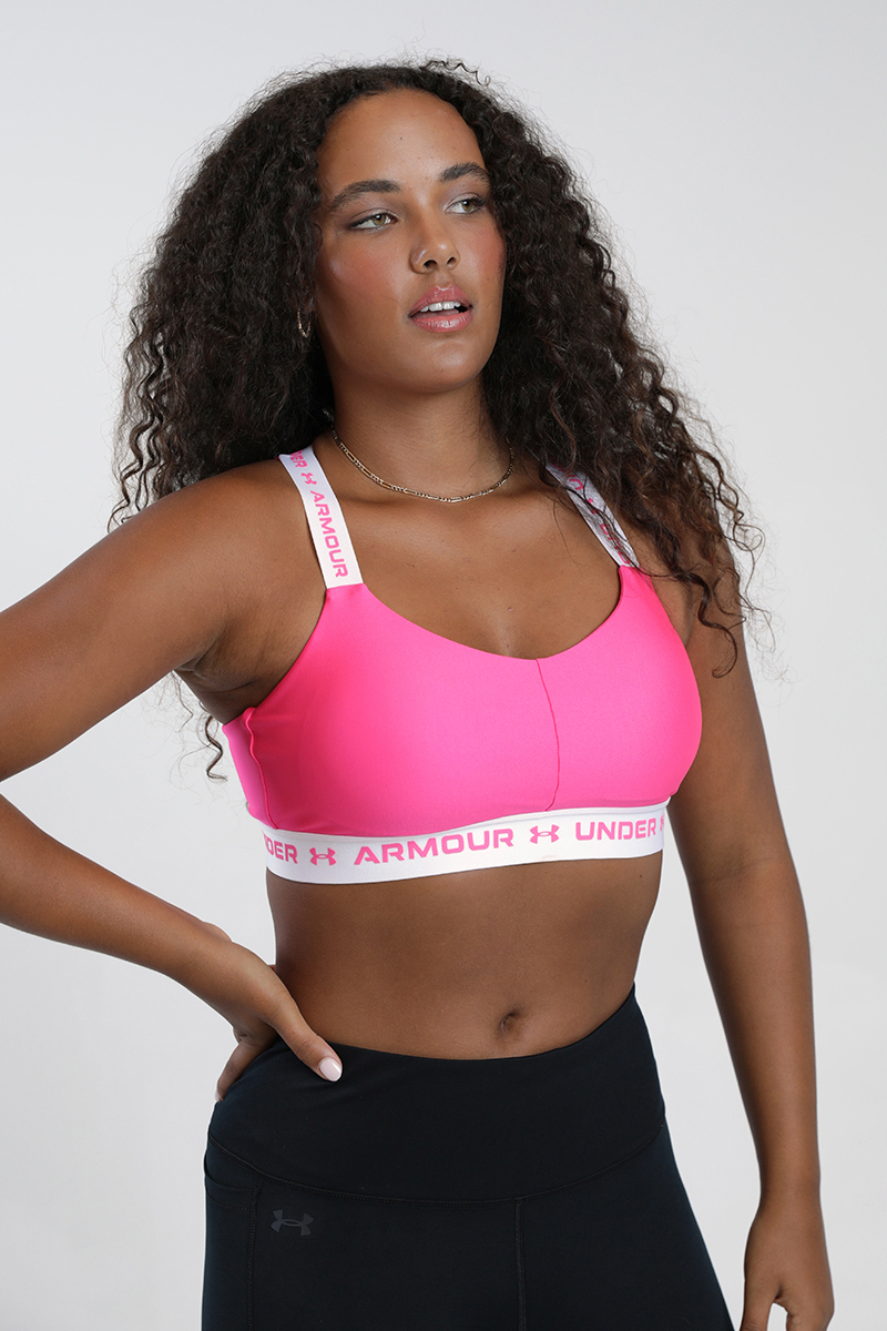 Under Armour Training crossback sports bra in pink