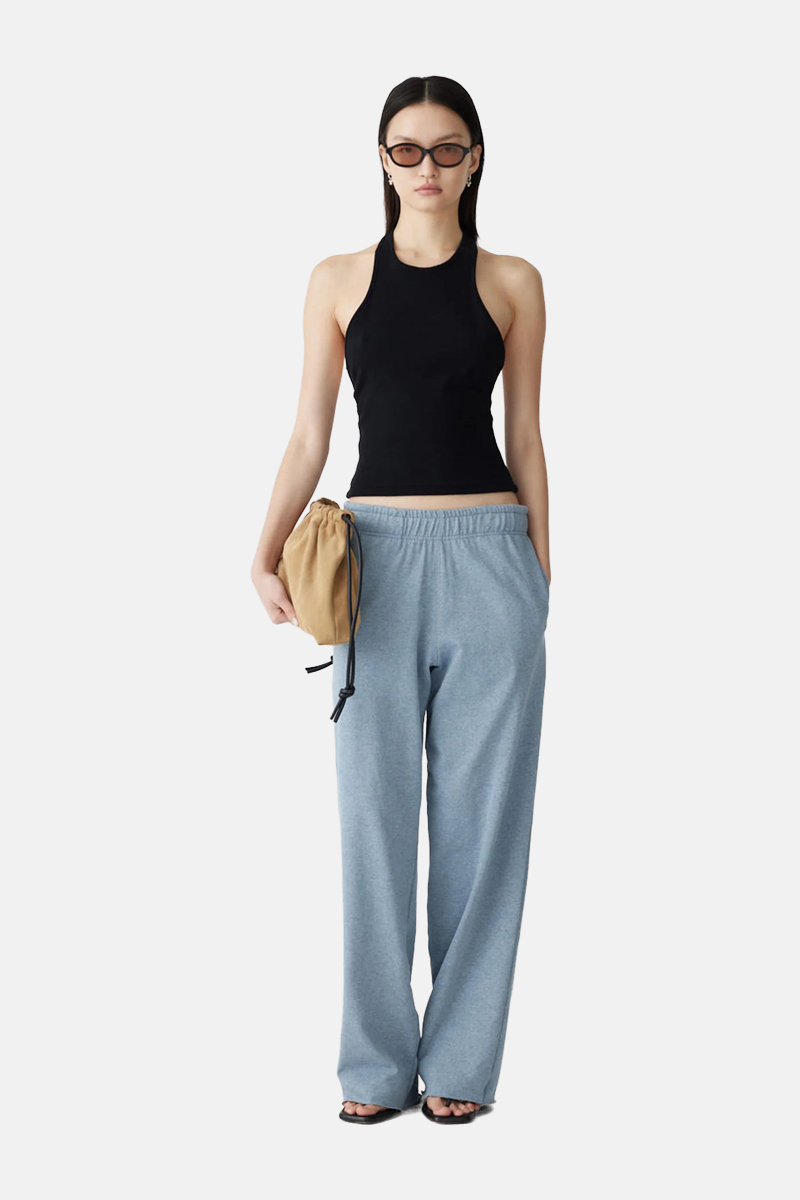 Bassike Wide Leg French Terry Pant Blue Marle