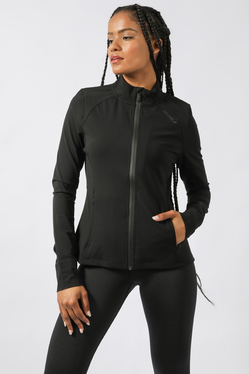 2XU 2XU Womens Form Jacket Top Black Sports Running Full Zip Breathable Lightweight 