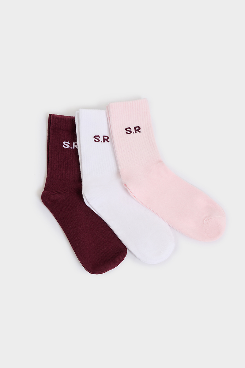 Stylerunner SR Half Crew Sock 3PK White/Bubblegum/Berry