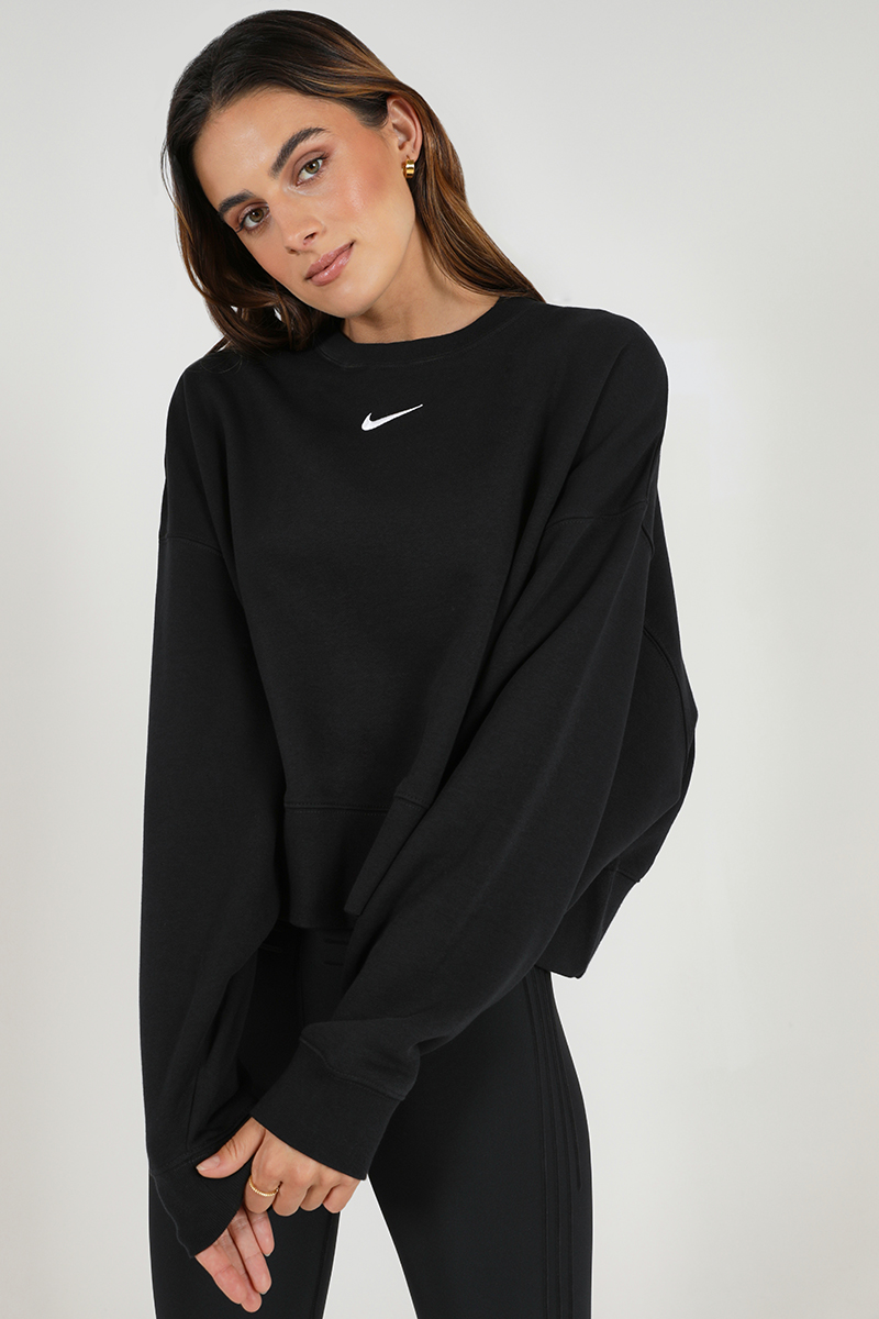 Nike Sportswear Essentials Oversized Crew Black/White | Stylerunner