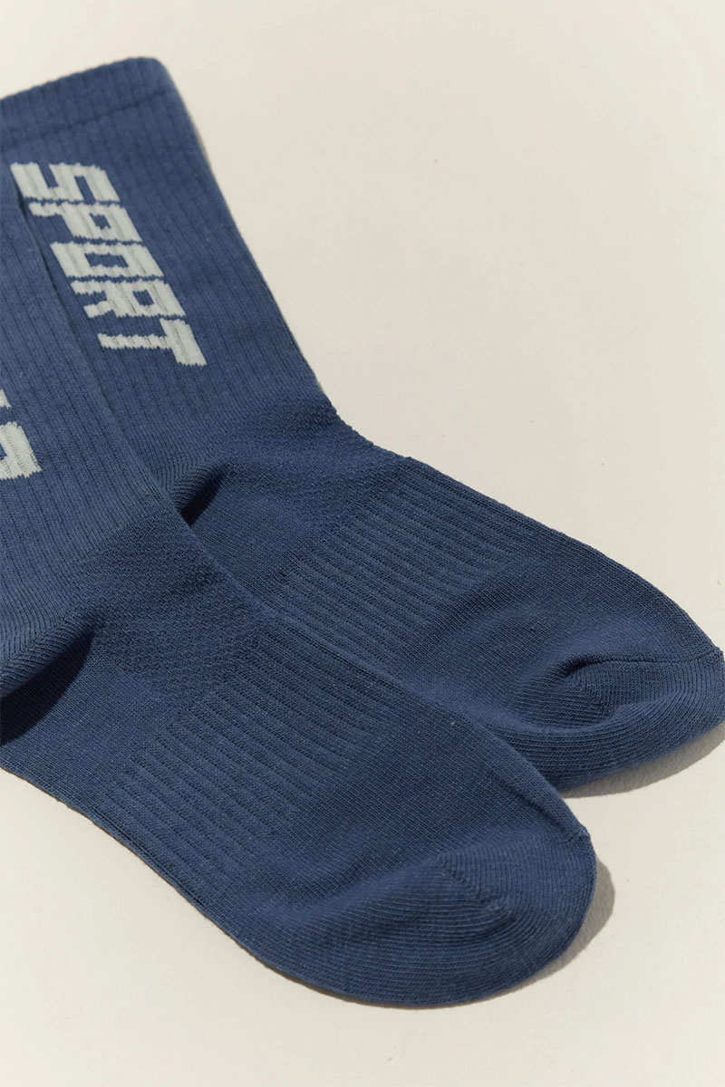 Exie Tall Single Logo Sock Navy Blue | Stylerunner