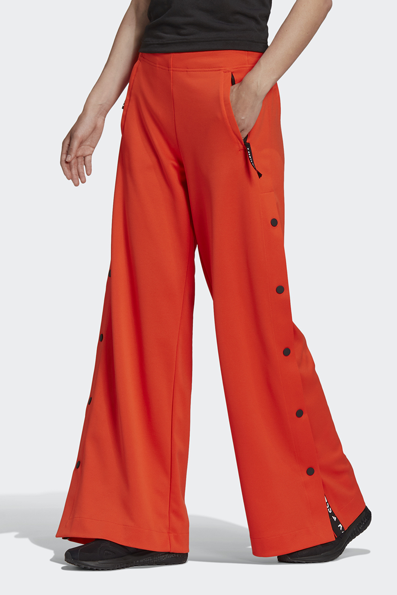 orange flared pants