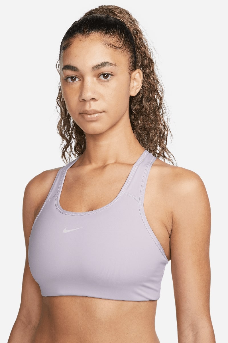 Nike Dri-Fit Swoosh Sports Bra Womens Gray