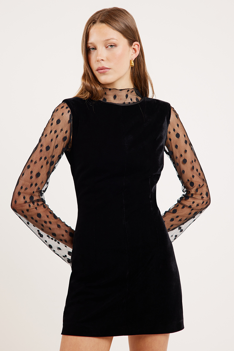 Ode Elvio Velvet Shift Dress Onyx