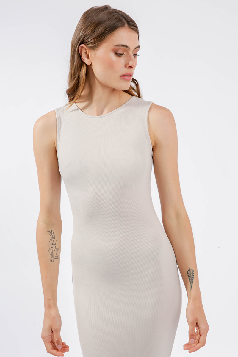 Sleeveless Crew Neck Maxi Dress