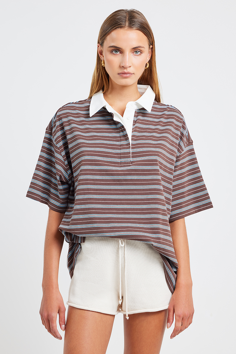 Liido Fenway SS Jersey Brown/Blue Stripe
