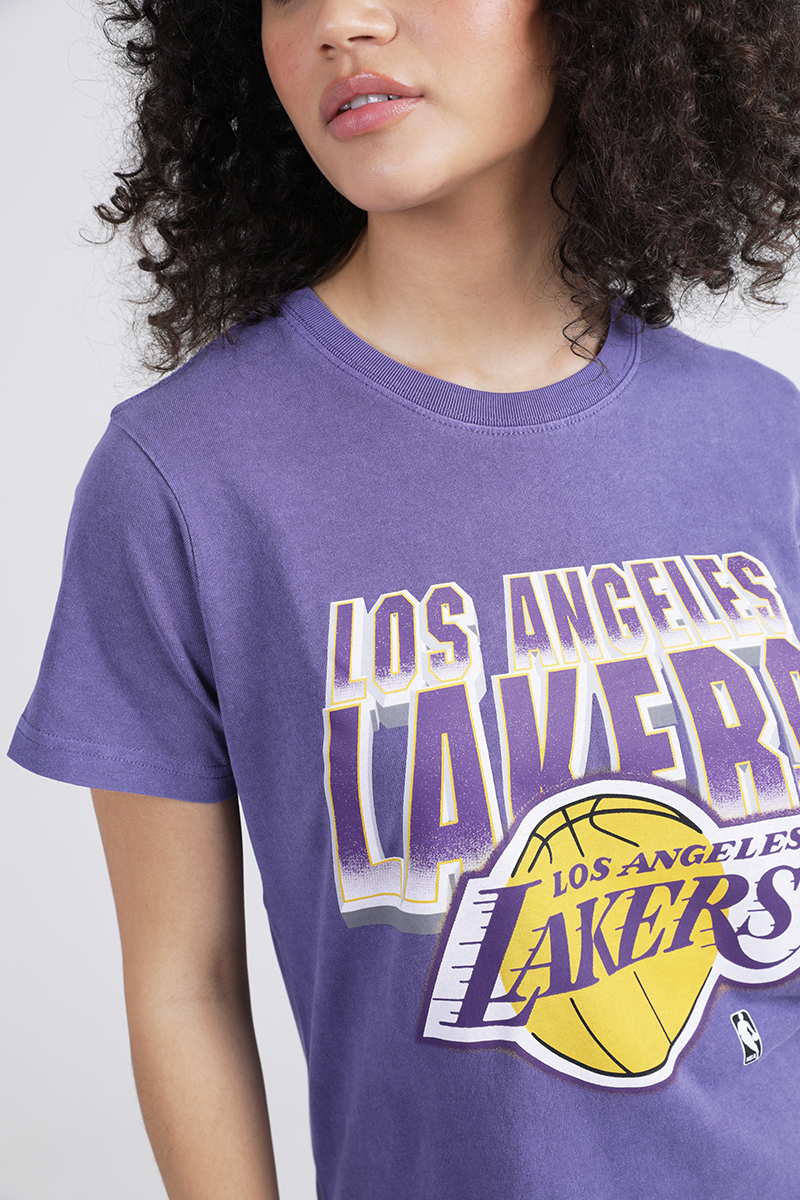 Los Angeles Lakers Incline Stack Vintage Tee - Faded Black - Throwback