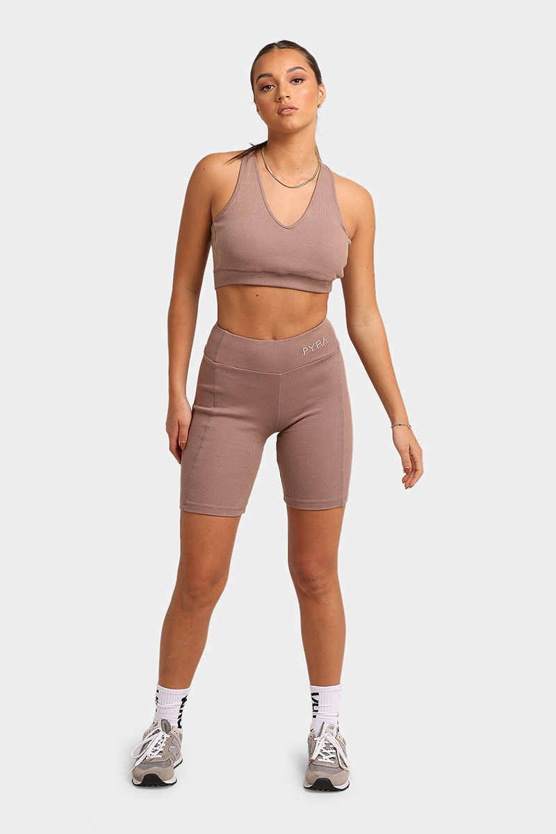Pyra Ribbed Bike Short Taupe Stylerunner