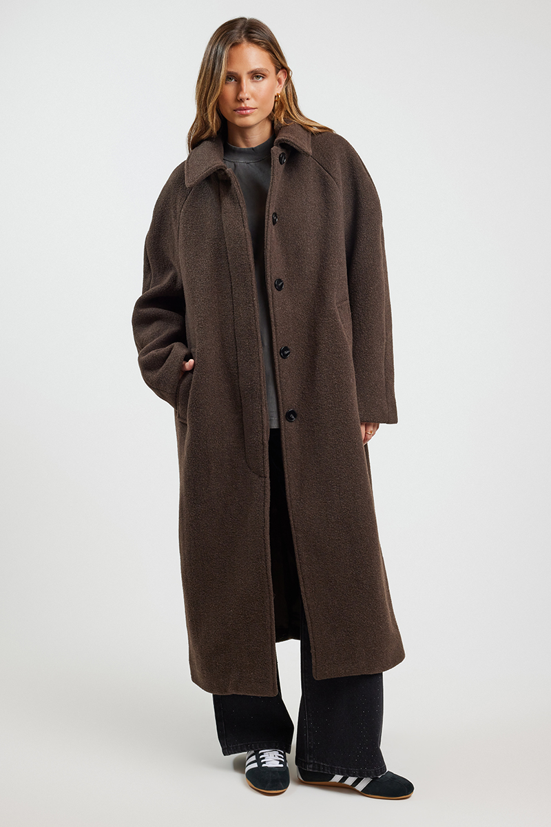 Ena Pelly Cleo Wool Blend Coat Chocolate | Stylerunner