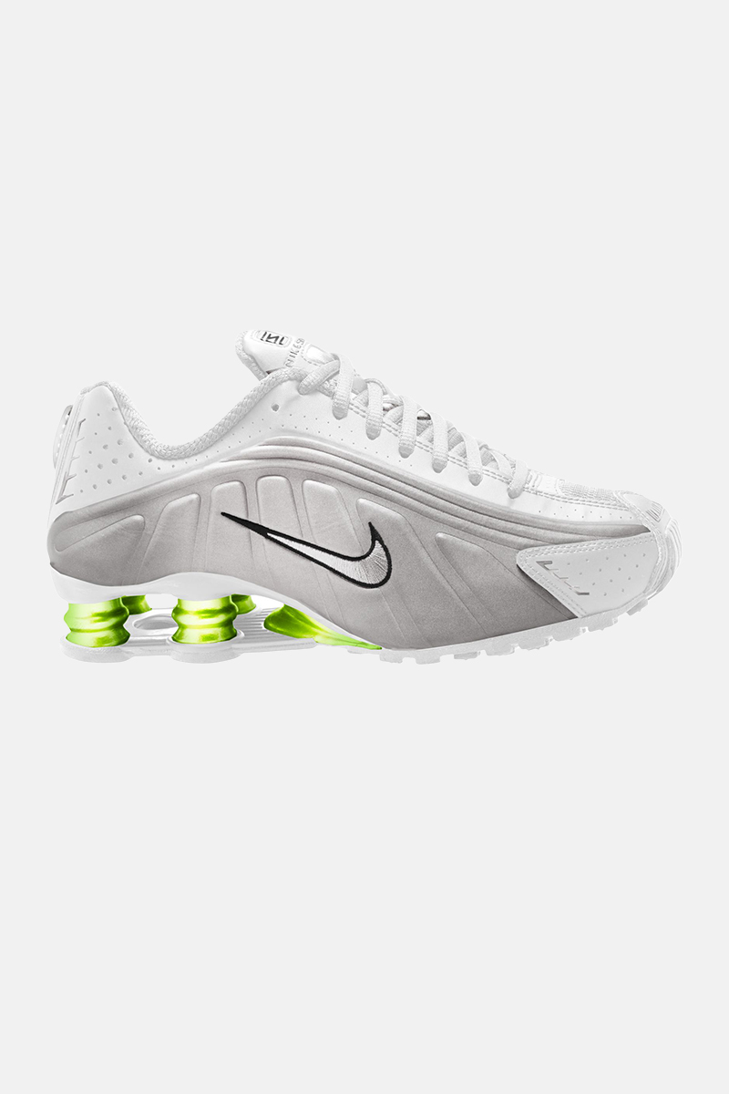 Nike Shox R4 White/White-Metallic Silver-Volt Stylerunner