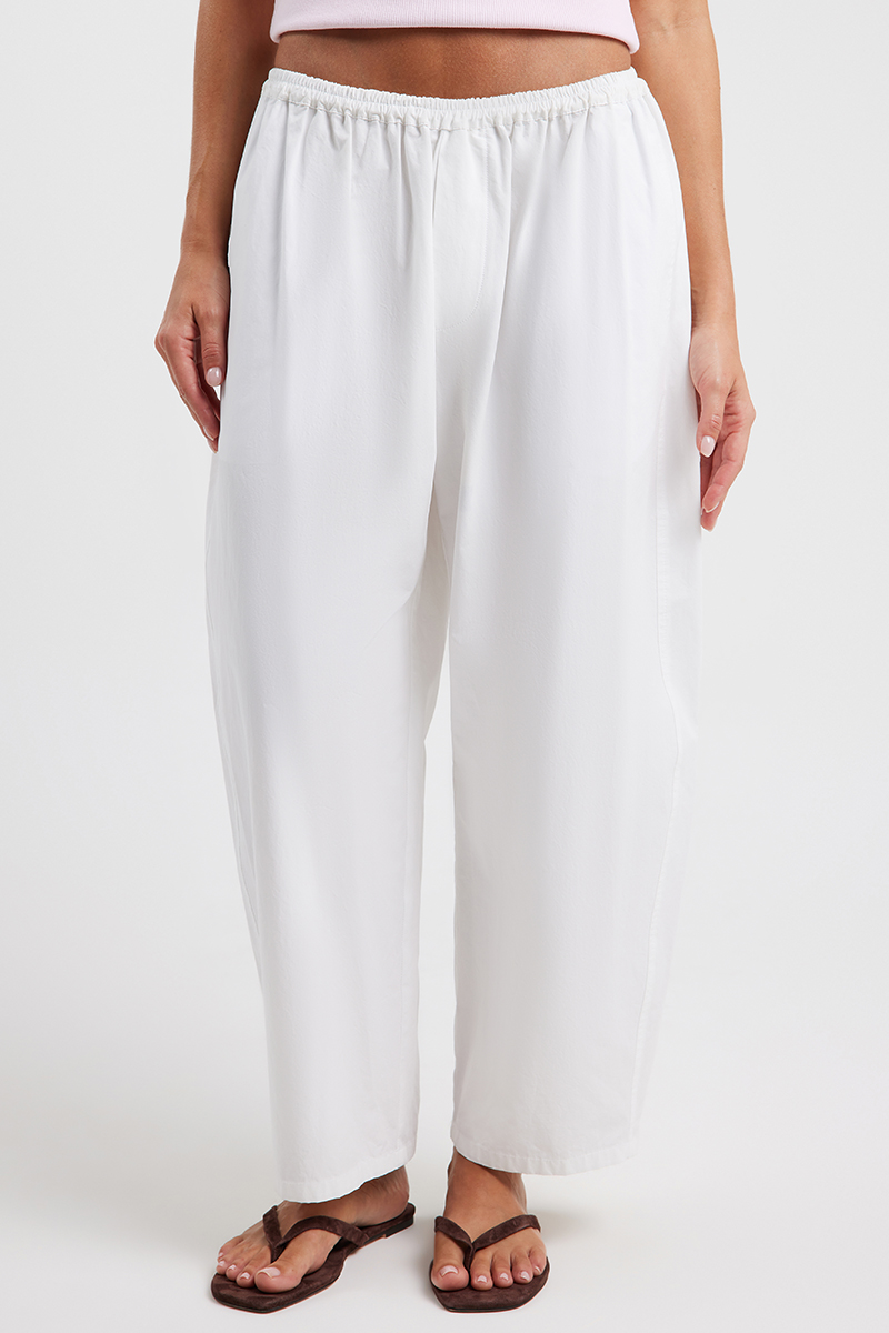Bassike Crushed Cotton Gathered Pant Natural