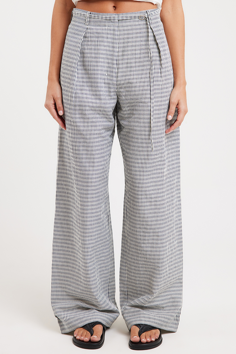 Ode Auben Straight Leg Pants Mono Check